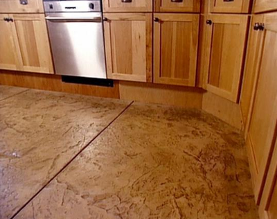 Stained and textured kitchen floor in Virginia.