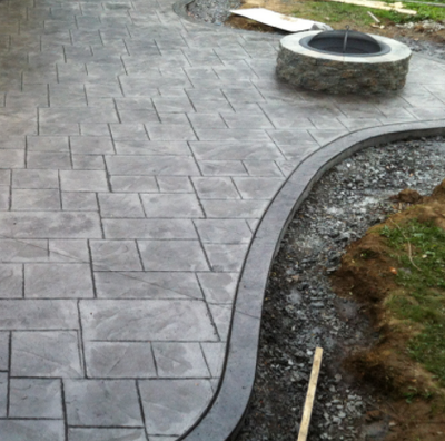 Stamped gray patio in Roanoke.